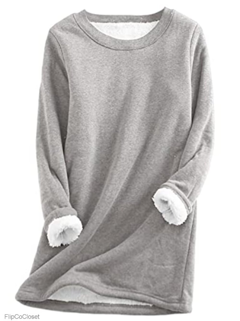 Sherpa Lined Fleece Crewneck Sweatshirt Pullover Loungewear